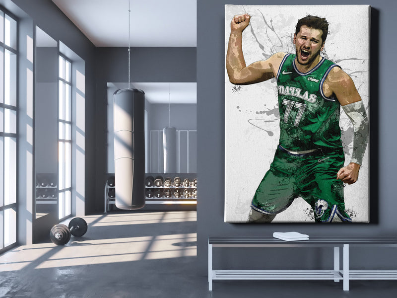 Luka Doncic Art Poster Dallas Mavericks Basketball Hand Made Posters Canvas Print Kids Wall Art Man Cave Gift Home Decor