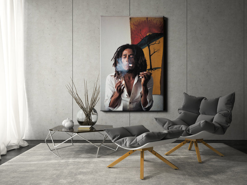 Bob Marley Poster Singer Smoking Hand Made Poster Canvas Print Wall Art Home Decor