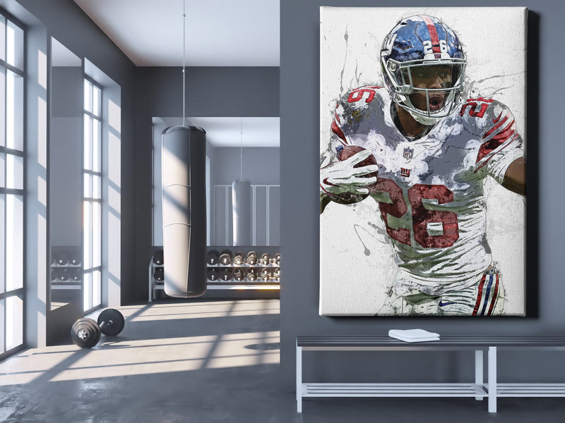 Saquon Barkley Art Poster New York Giants Football Hand Made Posters Canvas Framed Print Wall Kids Art Man Cave Gift Home Decor