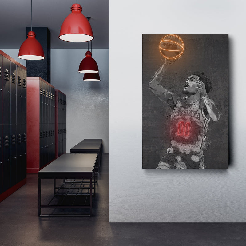 Trae Young Poster Graffiti Neon Atlanta Hawks Basketball Hand Made Poster Canvas Print Kids Wall Art Man Cave Gift Home Decor