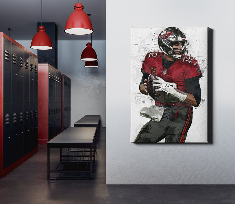 Tom Brady Art Poster Tampa Bay Buccaneers Football Hand Made Posters Canvas Print Kids Wall Art Man Cave Gift Home Decor