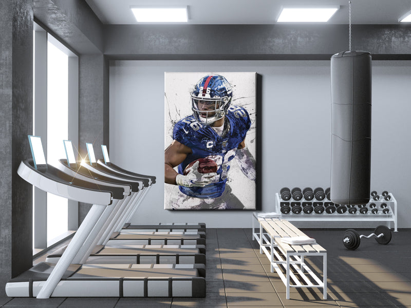 Saquon Barkley Poster New York Giants Football Painting Hand Made Posters Canvas Framed Print Wall Kids Art Man Cave Gift Home Decor