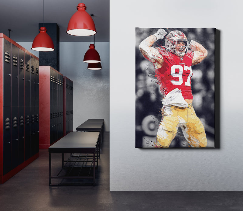 Nick Bosa Celebration Poster San Francisco 49ers Football Hand Made Posters Canvas Print Wall Art Man Cave Gift Home Kids Decor