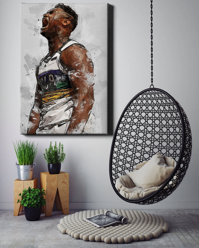 Zion Williamson Poster New Orleans Pelicans Basketball Hand Made Posters Canvas Print Wall Art Home Decor