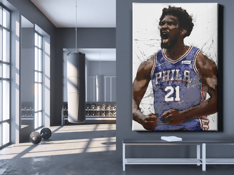 Joel Embiid Poster Philadelphia 76ers Basketball Painting Hand Made Posters Canvas Print Kids Wall Art Home Man Cave Gift Decor