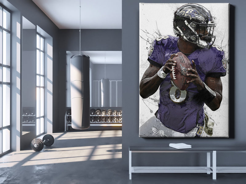 Lamar Jackson Art Poster Baltimore Ravens Football Hand Made Posters Canvas Framed Print Wall Kids Art Man Cave Gift Home Decor