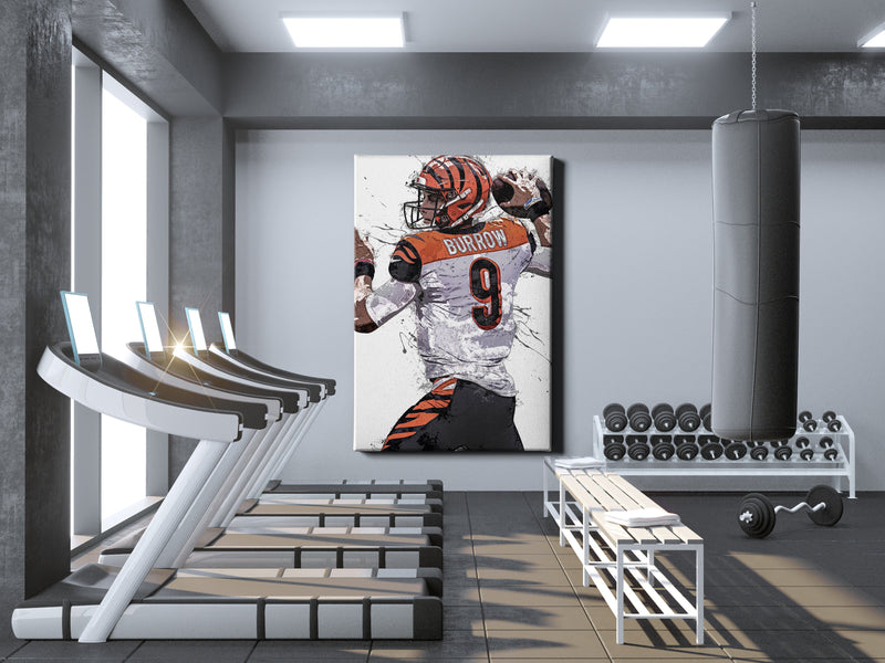 Joe Burrow Art Poster Cincinnati Bengals Football Hand Made Posters Canvas Framed Print Wall Kids Art Man Cave Gift Home Decor