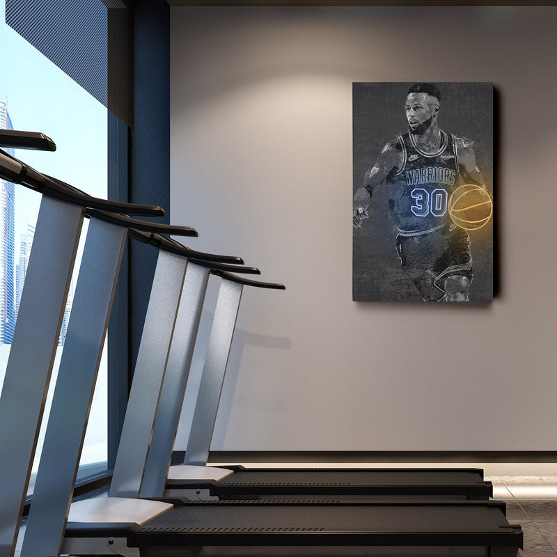 Stephen Curry Poster Graffiti Neon Golden State Warriors NBA Hand Made Poster Canvas Print Kids Wall Art Man Cave Gift Home Decor