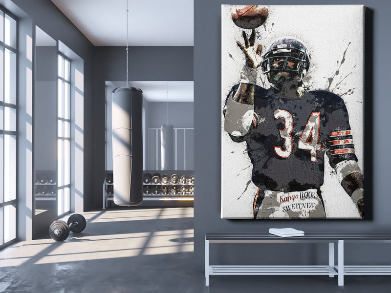 Walter Payton Poster Chicago Bears Football Made Posters Canvas Print Wall Art Man Cave Gift Home Kids Decor