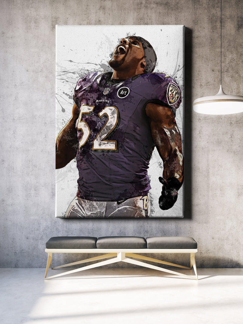 Ray Lewis Art Poster Baltimore Ravens Football Hand Made Posters Canvas Print Kids Wall Art Man Cave Gift Home Decor