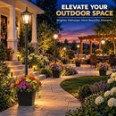64 Inch Solar Lamp Post Lights Outdoor with Planter, 70 Lumen Solar Powered  with 4 Adjustable Height- Black
