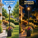 64 Inch Solar Lamp Post Lights Outdoor with Planter, 70 Lumen Solar Powered  with 4 Adjustable Height- Black