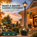 64 Inch Solar Lamp Post Lights Outdoor with Planter, 70 Lumen Solar Powered  with 4 Adjustable Height- Black