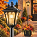 64 Inch Solar Lamp Post Lights Outdoor with Planter, 70 Lumen Solar Powered  with 4 Adjustable Height- Black