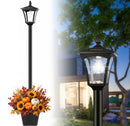 64 Inch Solar Lamp Post Lights Outdoor with Planter, 70 Lumen Solar Powered  with 4 Adjustable Height- Black