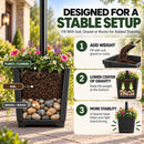 64 Inch Solar Lamp Post Lights Outdoor with Planter, 70 Lumen Solar Powered  with 4 Adjustable Height- Black