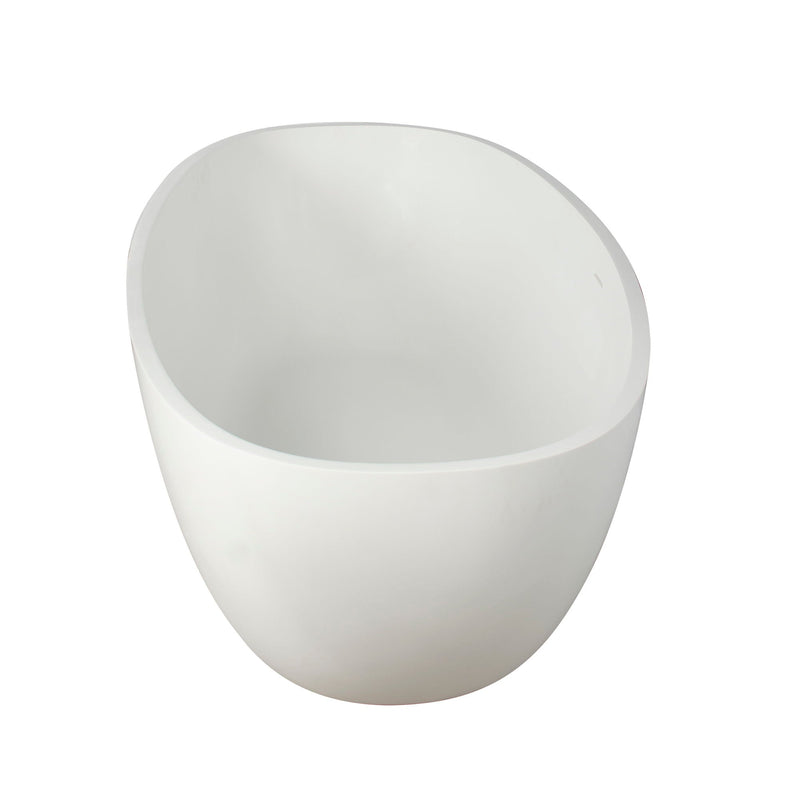 65.2" Freestanding Solid Surface Soaking Bathtub For Bathroom - Matte White, photo 6 of 11