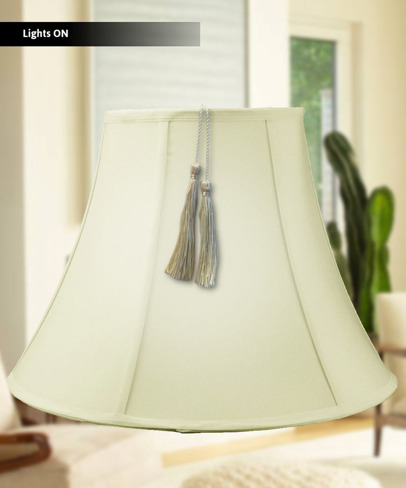 20"W x 15"H Bell Shantung Lamp Shade Tassel Eggshell