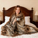 760GSM Soft Plush Fuzzy Luxury Faux Raccoon Fur Blanket for Sofa-M by LJGDeals