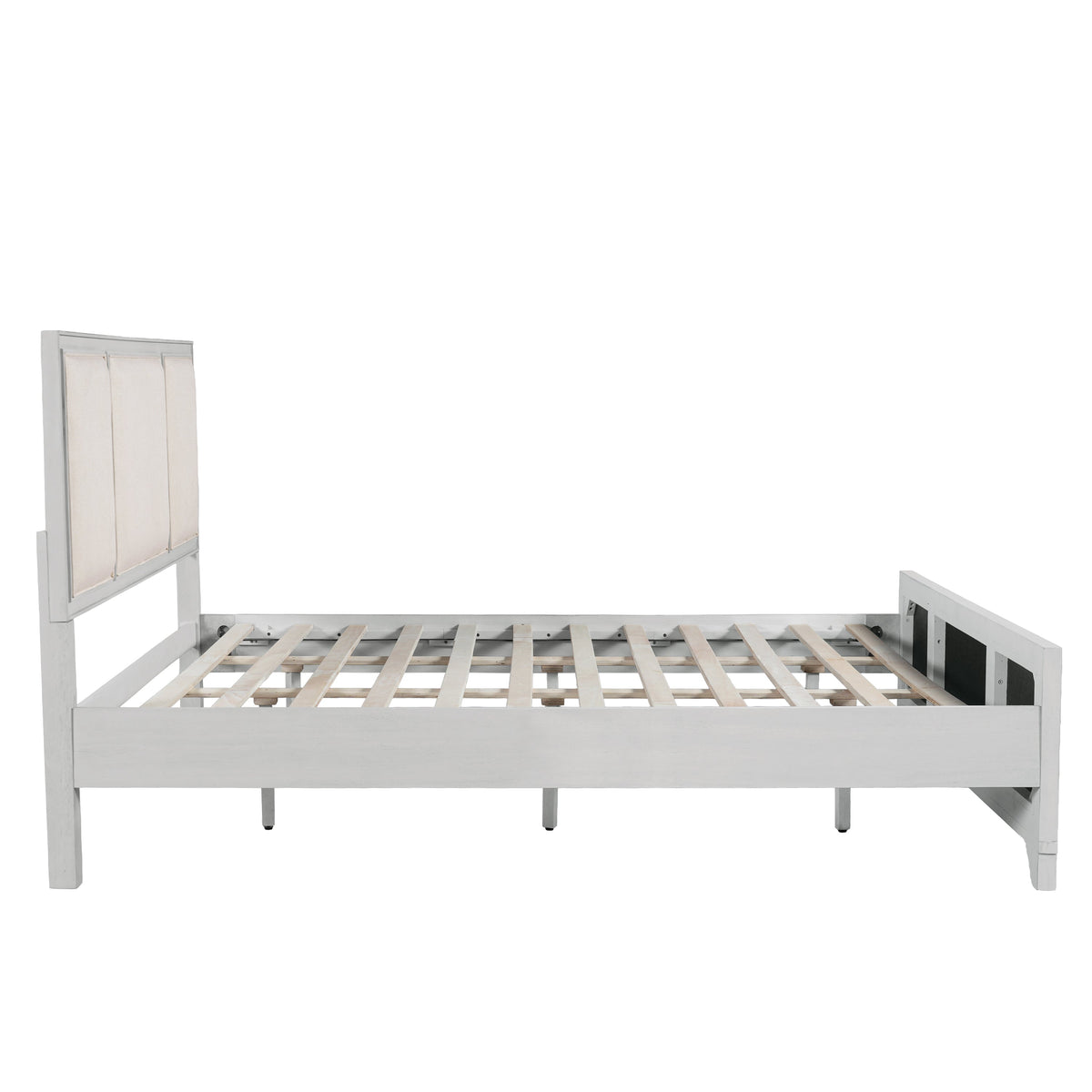 Queen Size Wooden Bed Frame with Upholstered Headboard, photo 9 of 10