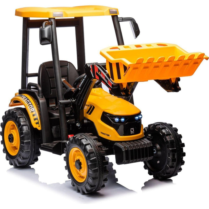 24V Kids Ride On Tractor, Kids' Ride on Car Toys Battery Powered Excavator Electric Vehicles with Trailer, Digger for Toddlers (Yellow)