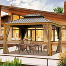10' x 14' Hardtop Gazebo with Galvanized Steel Double Roof and Wood Grain Frame by HouseOfZazla