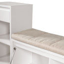 Entryway Storage Bench With Cushion, Drawers & Open Shelves by HouseOfZazla