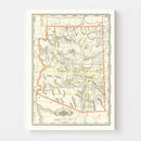 Vintage Arizona Railroad Map 1886