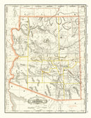 Vintage Arizona Railroad Map 1886