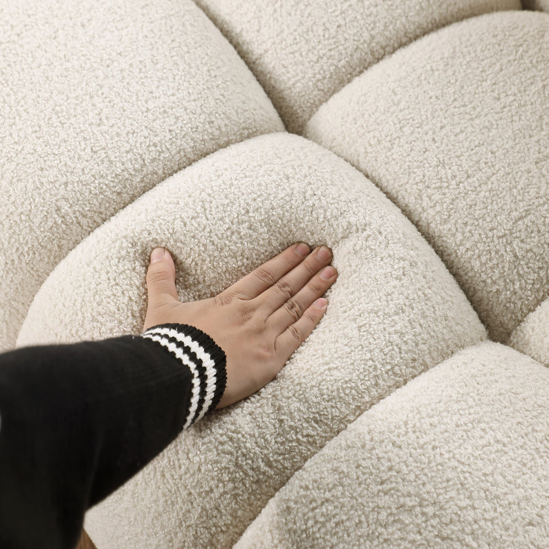 64.96 length, 35.83" deepth, human body structure for USA people, marshmallow sofa,boucle sofa, 2 seater, BEIGE BOUCLE