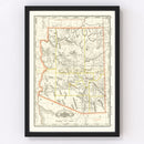Vintage Arizona Railroad Map 1886