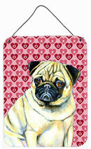 Pug Hearts Love and Valentine's Day Portrait Wall or Door Hanging Prints