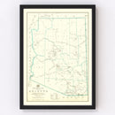 Vintage Arizona Post Route Map 1925