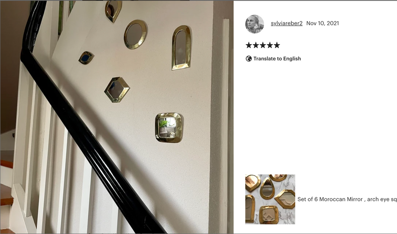 Set of 6 Small Unlacquered Brass Mirror - Brass Small Decorative Wall Mirrors