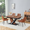 Dining Table, Scratch Resistant, Cross Geometric Legs For Kitchen & Dining Room - Dark Walnut by Unique Piece Furniture