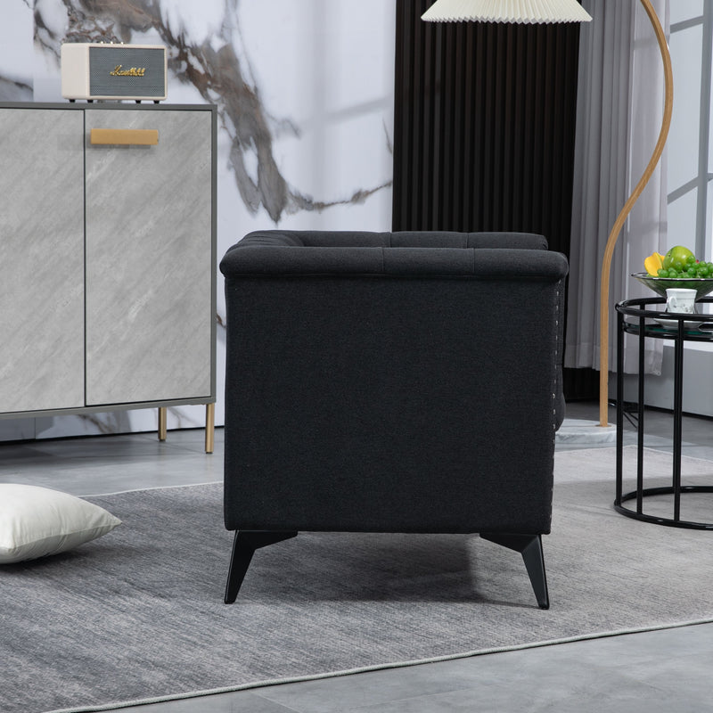 Accent Chair Living Room Chairs Single Sofa Chair,Arm Chairs with Linen Fabric, Mid Century Accent Arm Chairs Comfy Reading Lounge Club Armchair for Bedroom Office Study