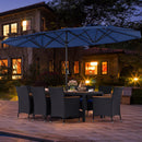 10 Piece Outdoor Patio Dining Set with 15 Feet Double-Sided Twin Umbrella by LJGDeals