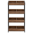4 Tier Retail Display Rack With Hooks, Tall Metal Snack Stand With Shelves - Brown / Black by HouseOfZazla