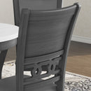 5-piece Dining Round Table Set with One Faux Marble Top Dining Table and Four PU-leather Chairs,Grey