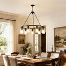 9-Light Black Wagon Wheel Chandelier
