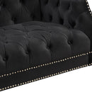 55.5" Modern Sofa Dutch Plush Upholstered Sofa with Metal Legs, Button Tufted Back Black