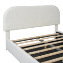 Walker Edison | Teddy Full Size Upholstered Platform Bed with Hydraulic Storage