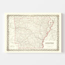 Vintage Map of Arkansas 1855