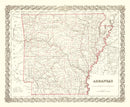 Vintage Map of Arkansas 1855
