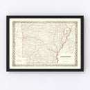 Vintage Map of Arkansas 1855