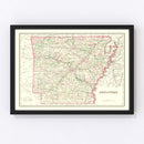 Vintage Map of Arkansas 1876