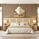 Capri Extended Headboard Cane Platform Bed, Antique