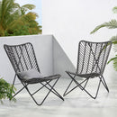 Outdoor Wicker Chair With Geometric Cross Base, Set of 2 - Gray by HouseOfZazla