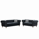 Chesterfield 3 And 2 Seater Upholstery Sofa With Roll Armrest & Nailhead Fabric Couch
