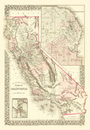 Vintage Map of California 1880